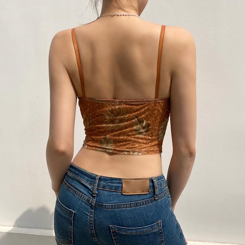 Y2k Crop Top Cyber Women Lace 90s Aesthetic E Girl See-through Corest Sexy Sleeveless Tunics Punk Halter Tops Summer