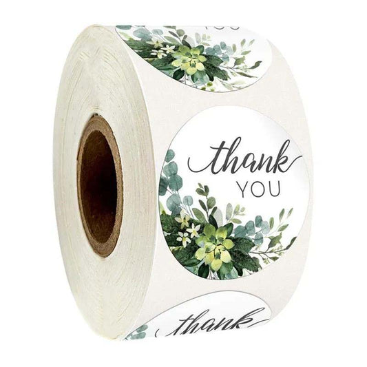500 Pcs Round Flowers Thank You Sticker Roll Sealing Stickers 8 Patterns Holiday Gift Decoration Stationery Stickers