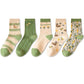 Five Pairs of Women's Socks Fashion Print Cartoon Pattern Socks Winter Thick Warm Pile Pile Socks