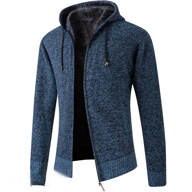 Men's Winter Coat Plus Velvet Thickening Fashion Knitted Sweater Coat Cardigan To Keep Warm