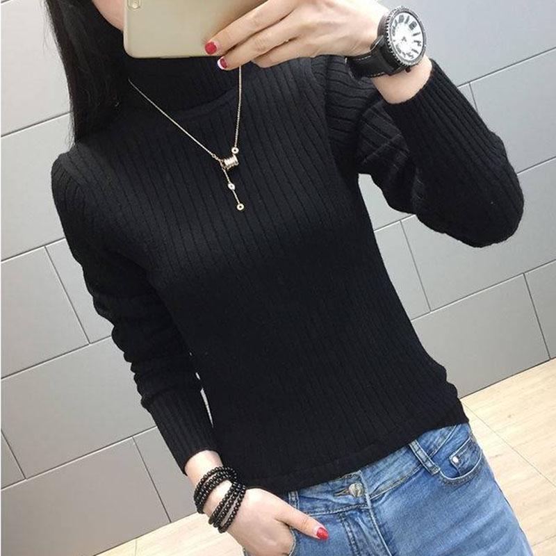 Pofulove Plus Cashmere Thick Turtleneck Sweater Schoolgirl Slim Bottoming Shirt Autumn Winter Knit
