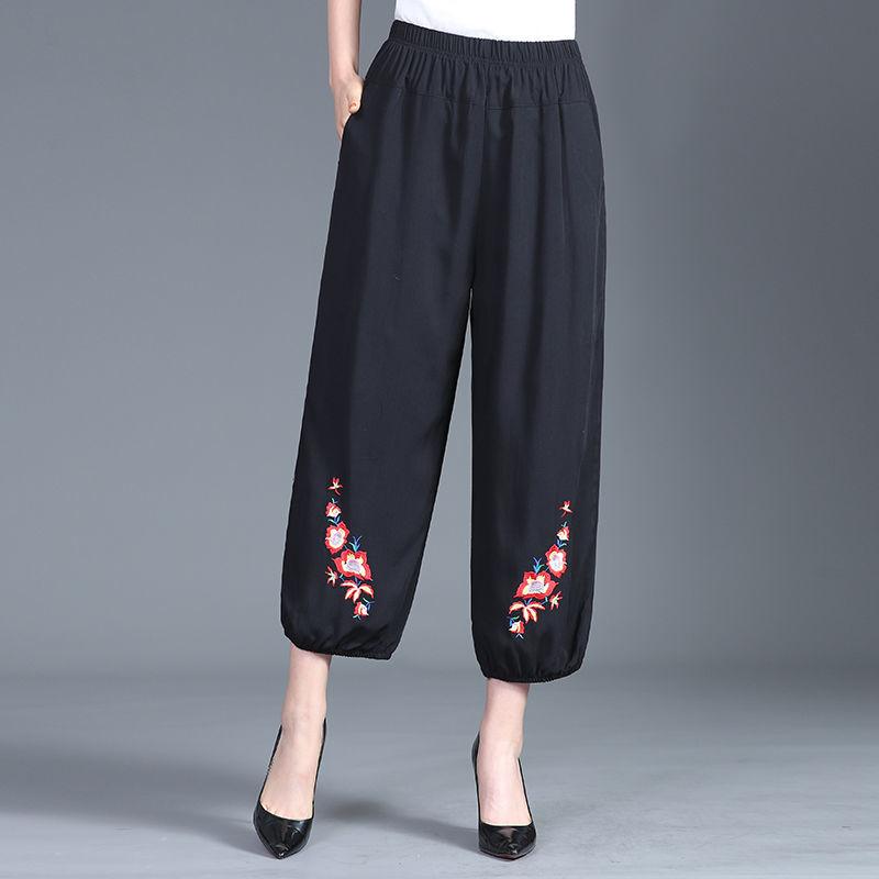Summer Cotton Linen Radish Pants Ethnic Wind Complex Harem Pants Casual Loose Large Size Bloomers Women