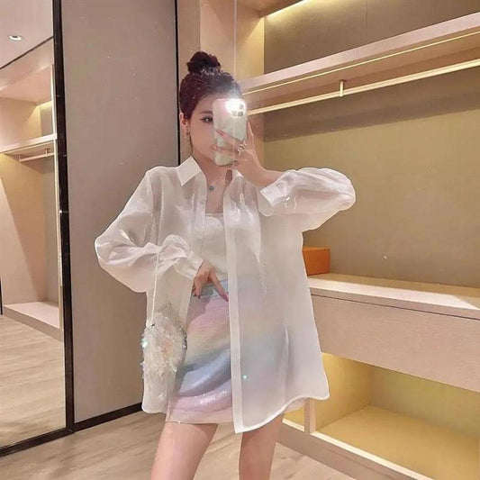 Sun Protection Loose Cardigan Streamer Long Sleeve Shirt Women's Tops Long Sleeve Thin Coat