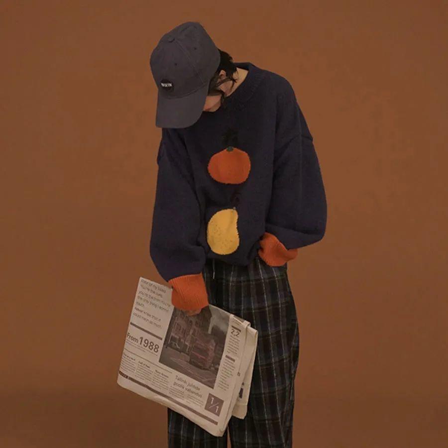 Japanese Lazy Style Korean Cute Round Neck Pullover Fall Loose Casual All-match Outer Jacket Trend