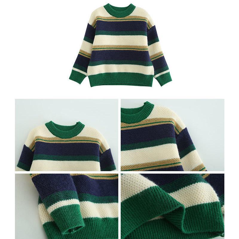 Children's Sweaters, Boys' Sweaters, Autumn and Winter Clothes, Foreign Style, Small, Medium and Big Children's Striped Pullover Tops