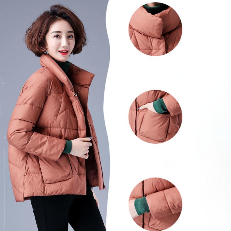 Women's Short Warm Down Jacket Winter Loose Jacket Down Jacket Casual Stand Collar Padded Jacket