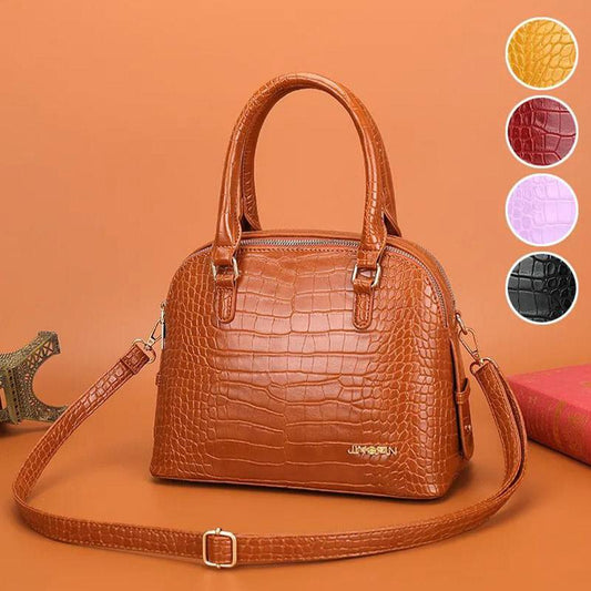 Light Luxury Leather Cowhide Handbags Casual Fashion Shell Bag Crocodile Pattern Soft Leather Ladies One-shoulder Messenger Handbag