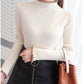 Spring and Autumn Half Turtleneck Sweater Korean Student Lace Round Neck Undershirt Loose Slim Knit