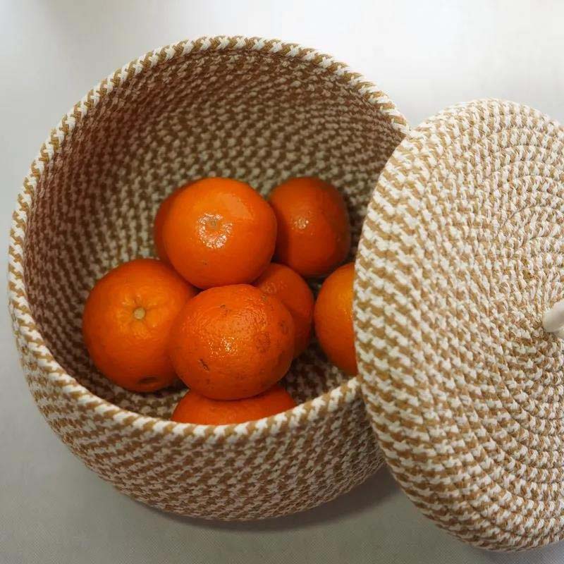 Weaving Storage Box Round Band Cover Basket Strapping Basket Storage Box Cosmetic Storage Basket