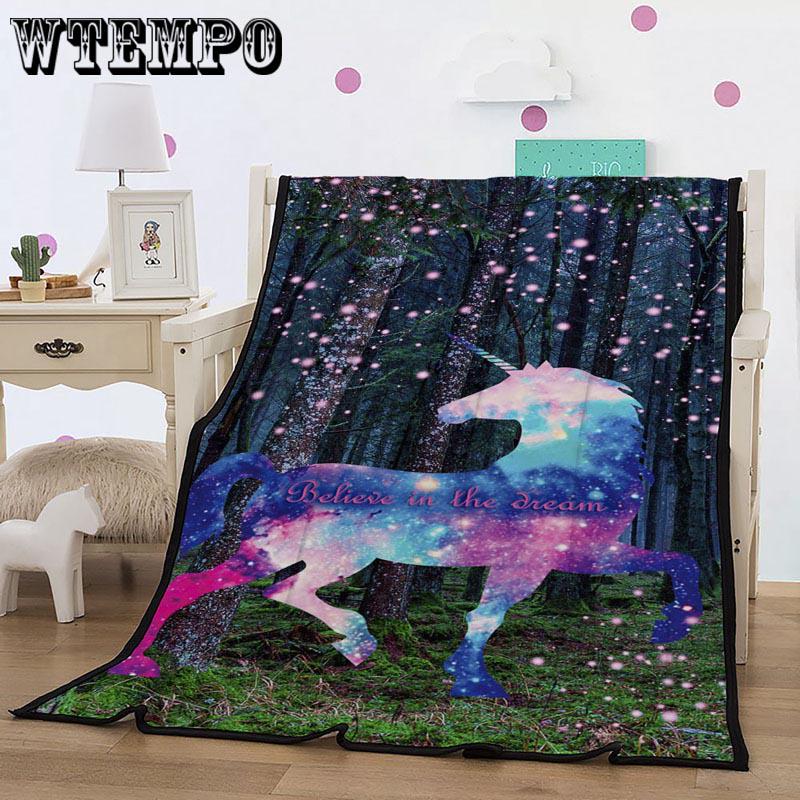 WTEMPO Brand Super Soft Blanket Unicorn Pattern Blanket Decorative Bedding Christmas Gift