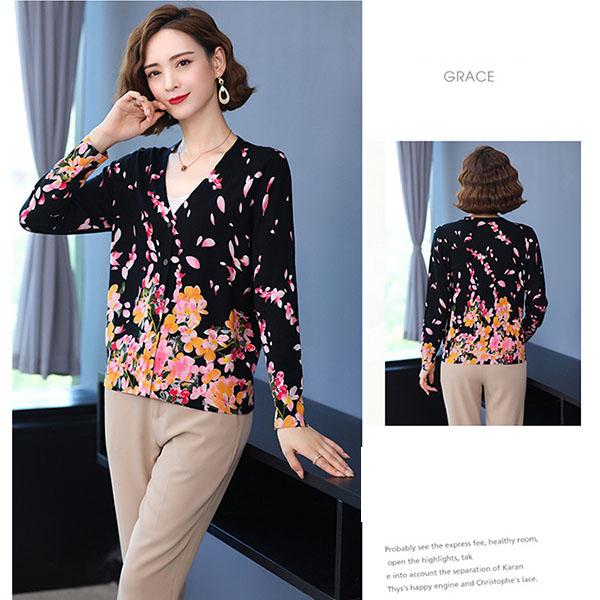 Ladies Cardigan Jacket, Western Style Knitwear, Fashion Printed Cropped Top