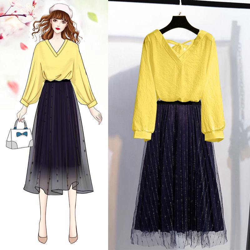 Women's Super Fairy Sweet Wind V-neck Open Back Chiffon Shirt Loose and Thin Belly Covering Top