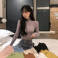 Pofulove core yarn base shirt ladies winter sweater with black sweater long sleeve turtleneck top