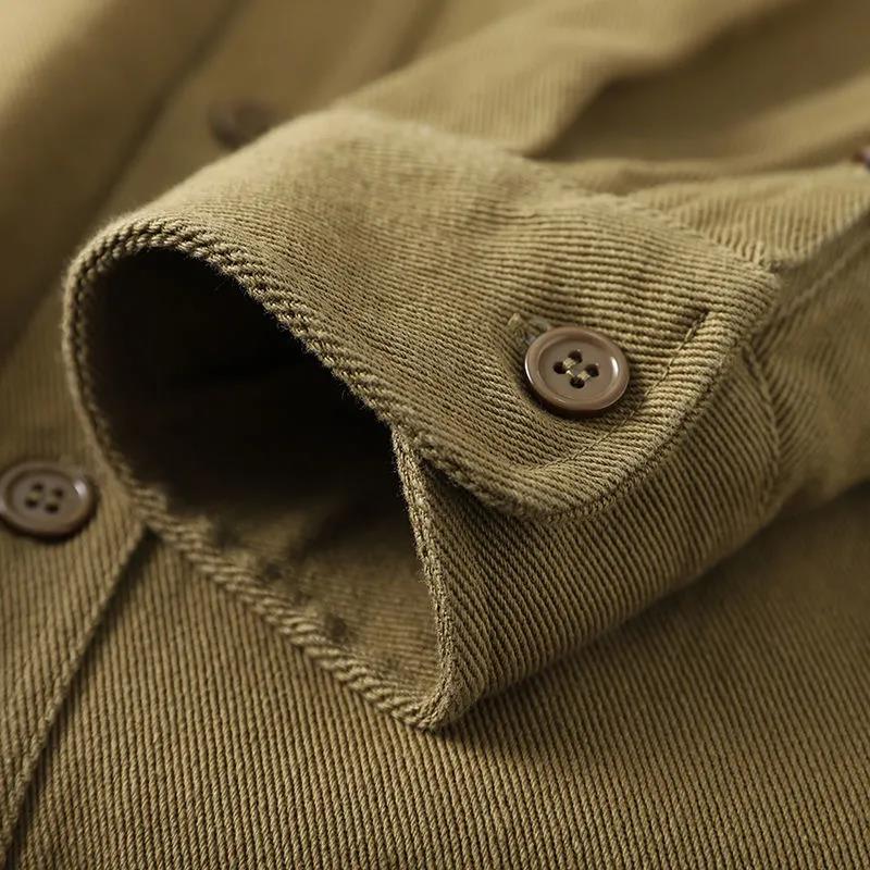 Men's Cotton Shirt Roving Twill High-end Fabric Top Retro Tooling Fashion Trend Jacket