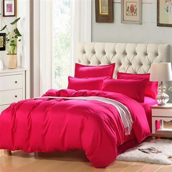 Pure Green Four-piece Fruit Green Bed Sheet Duvet Cover Simple Plain Five-element Color Bedding