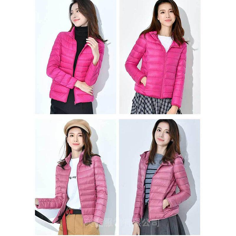 Winter Woman Hooded Down Coat Short White Duck Down  Jacket Female  Ultra Light Slim Solid Down Jackets  Portable Parkas