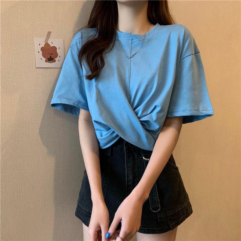 Splicing T Shirt Summer Fashion Women  Solid Color Cool Irregular Streetwear Hip Hop T-Shirt