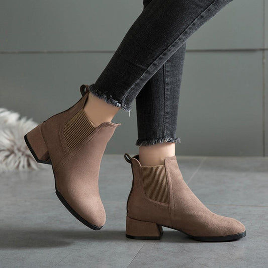 Winter Boots Women Ankle Boots For Women Thick Heel Slip On Ladies Shoes Boots