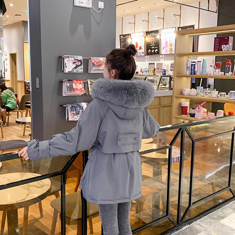 Women's Mid-length Down Padded Jacket Korean Fashion Women's Thick Loose Large Fur Collar Padded Jacket