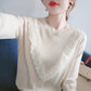 Autumn Casual Fashion All-match Round Neck Pullover Knitted Sweater Temperament Small Shirt Top Sleeves