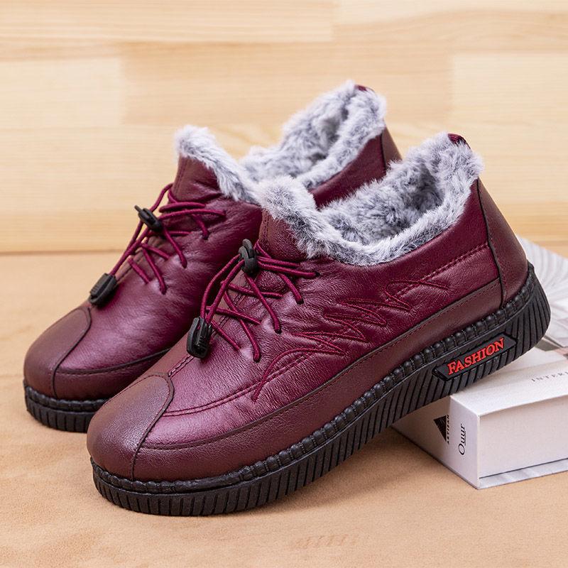 Old Beijing Cotton Shoes Women In Winter Waterproof Non-slip and Warm Flat Boots