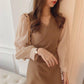 Chiffon Dress Women's Summer Dress long Sleeve Knee-length Daily Wear Office Dating Party