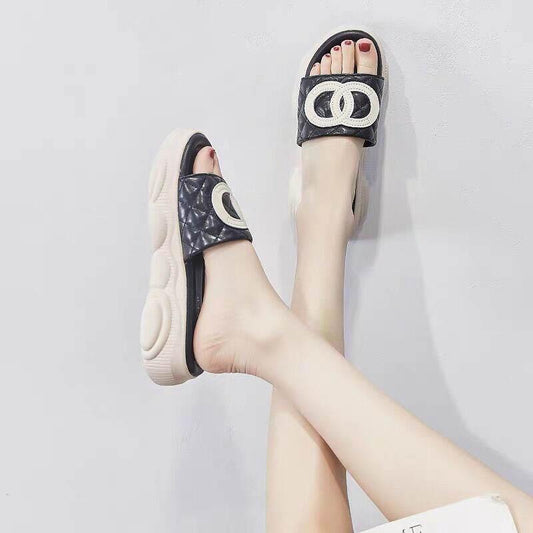 Plus Size 35-40 Women Pu Slippers Outdoor Flat Bohemian Beach Wear-resistant Non-slip Office Lady Sports Thick BottomSandals