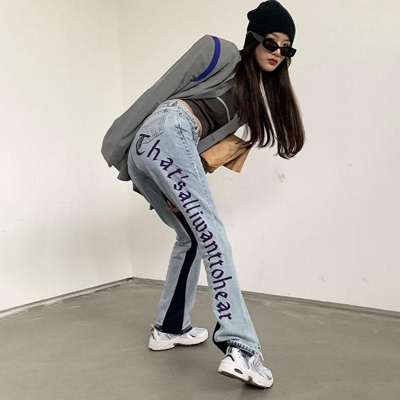 Spring Design Sense Loose Straight-leg Jeans Women's High-waisted Slimmer Drape Wide-leg Trousers Tide