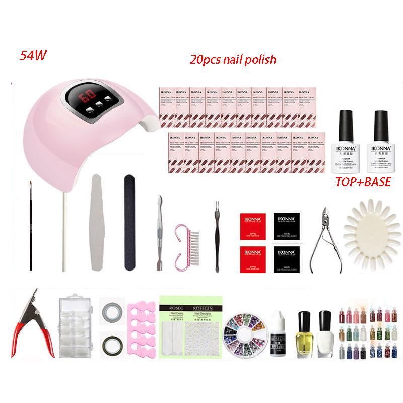 Gel Nail Polish Starter Kit with 54W LED UV lamp Nail Dryer set  Manicure set Nail Tools