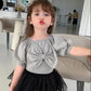 Girls' Summer Bowknot Short-sleeved Tops Korean Children's Cotton T-shirts Middle and Small Children's Western Style Bottoming Shirt