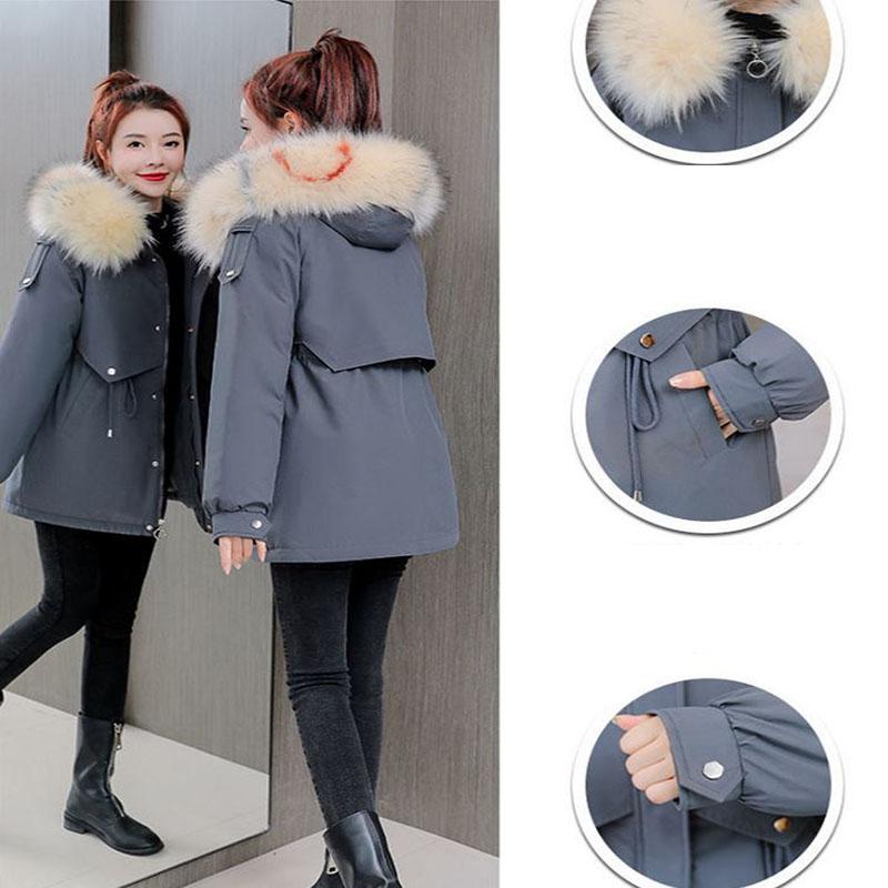 Winter Women's Cotton Jacket Jacket Mid-length Large Fur Collar Plus Down Jacket Thickening Plus Down Jacket