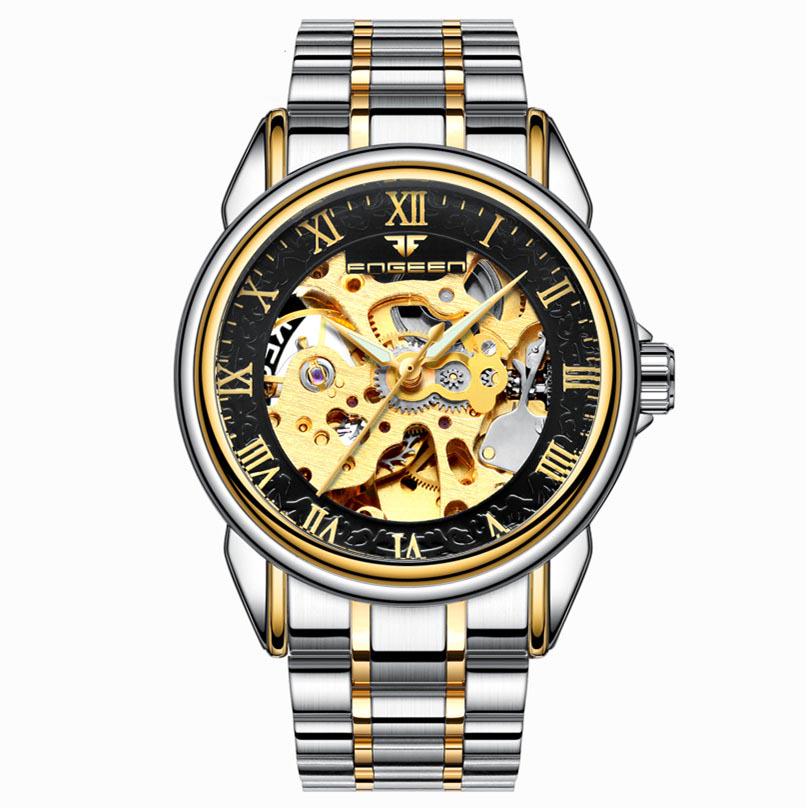Top Brand Luxury Retro Stainless Steel Men Watch Sport Mechanical Skeleton Watches Clock