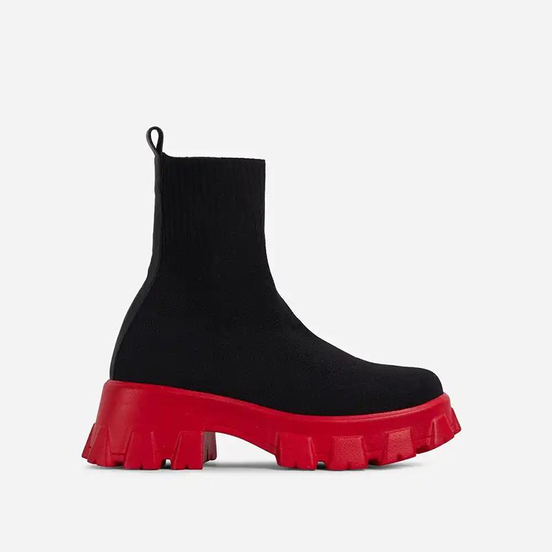 Thick Soled Casual Large Size Knitted Short Boots Socks Women's Shoes