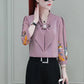 Spring and Autumn Loose Top Women's Long-sleeved Chiffon Shirt All-match T-shirt