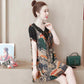 Large Size L-XXXXXL Women's Summer Dress Chiffon Veil Printing Above Knee V-neck Ruffle Short Sleeve Loose