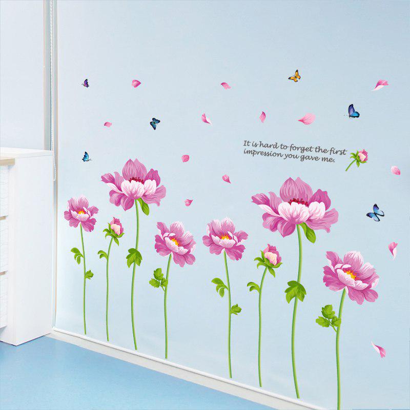 [Wall sticker ]Purole Flower Butterfly Wall Stickers Home Decor Living Room Bedroom Kitchen Baby Roo