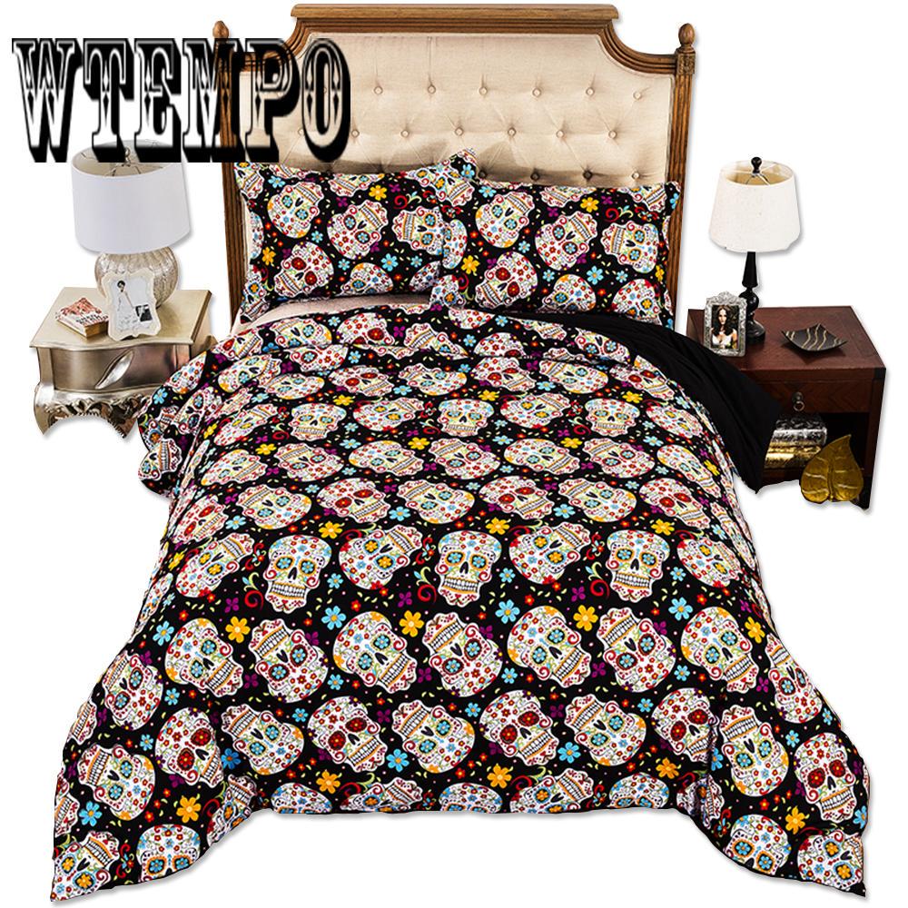 Skull Printed Bedding Sets Single Double Full Queen King AU EU US Size Duvet Cover Pillowcase