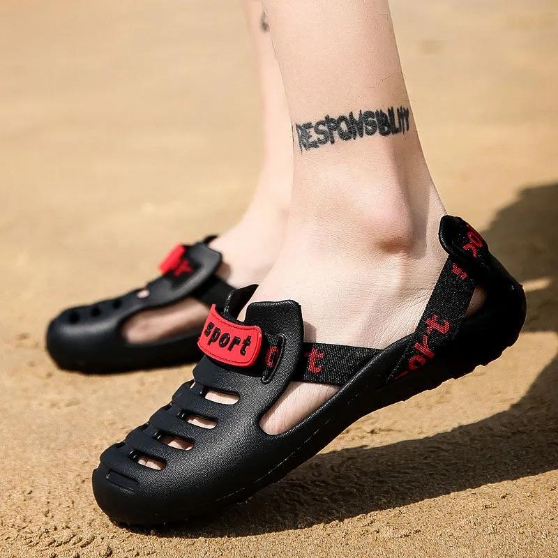 Men's Summer Hollow Hole Shoes Outdoor Beach Shoes Sandals Personality Half Slippers Men's Slippers Flip-flops