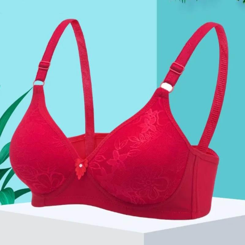 Summer Ladies Bra Gathering No Steel Ring Sexy Embroidered Bra Thin Anti-sagging Breathable Lightweight Back Buckle Bra