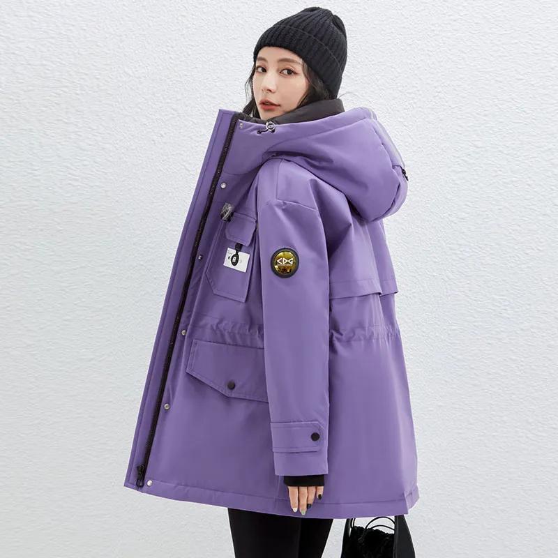 Women's Goose Down Down Jacket Long Winter Work Fitted Padded Clothes Thickened Fashion Pie Overcome Jacket Casual Sports Jacket Climbing Jacket Coat