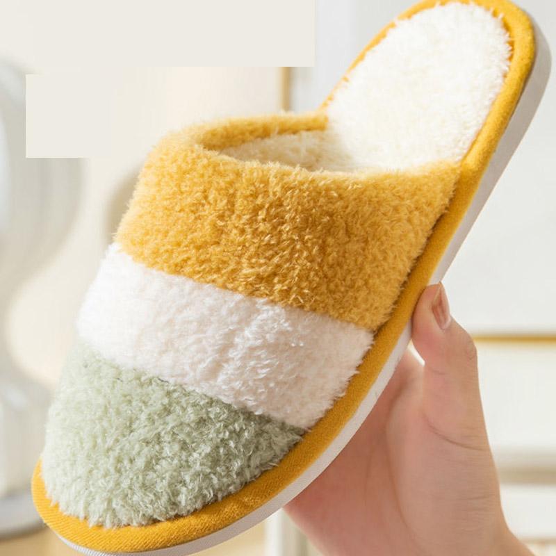 Autumn and Winter Cotton Slippers for Men and Women Home Warm and Non-slip Indoor Thickening Plus Velvet Couple Fur Slippers
