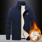 Men's Autumn and Winter Plus Velvet Thick Coat Grain Velvet Stand-up Collar Plus Fat Fat Jacket Outerwear