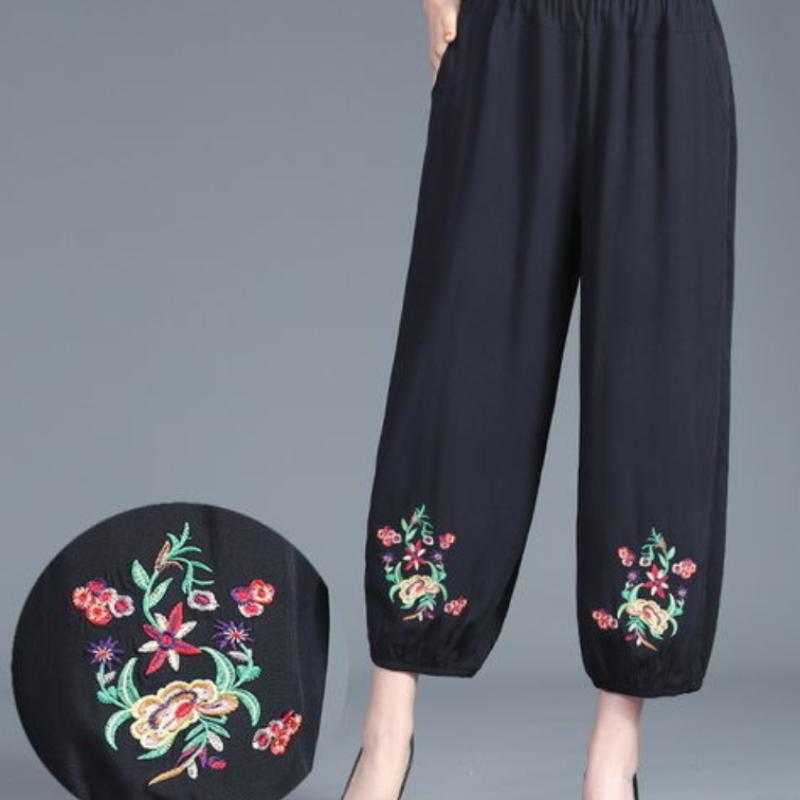 Summer Cotton Linen Radish Pants Ethnic Wind Complex Harem Pants Casual Loose Large Size Bloomers Women