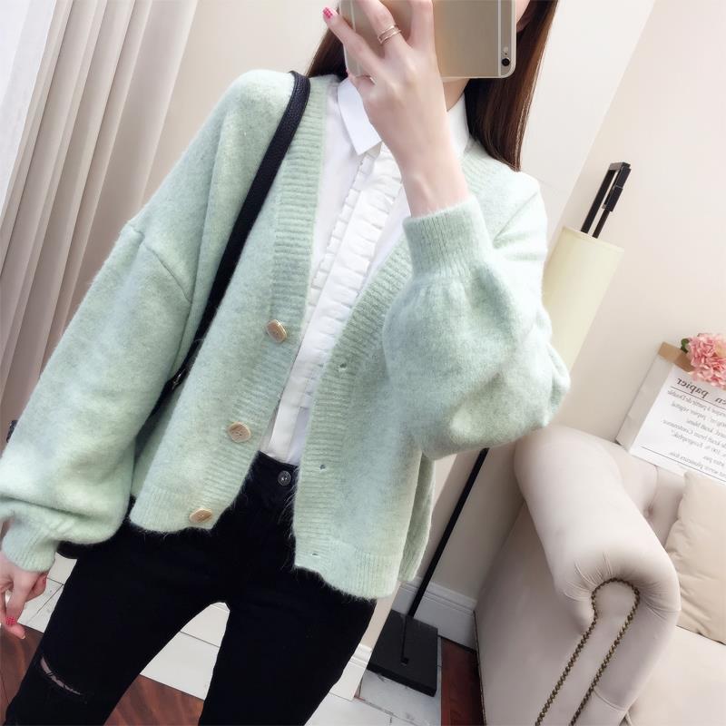 Short Sweater Cardigan Spring and Autumn Fashion Loose Top Knitted Long-sleeved Jacket Women