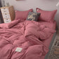 4-Piece Set Home Solid Color Duvet Cover Set Soft Cotton Comforter Cover Pillowcase Set Single Twin Queen King Sizes Quilt