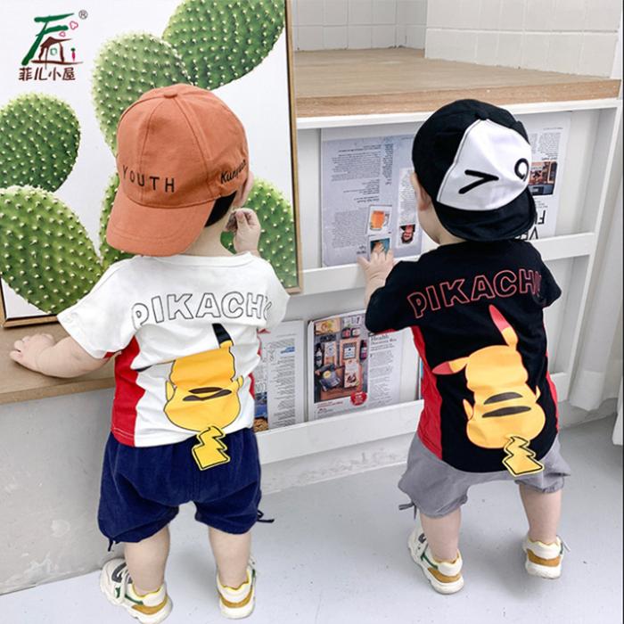 Cartoon Children's Summer Cute Set Pullover Top Short Sleeve T-shirt Shorts Boys Girls Two Piece Suit