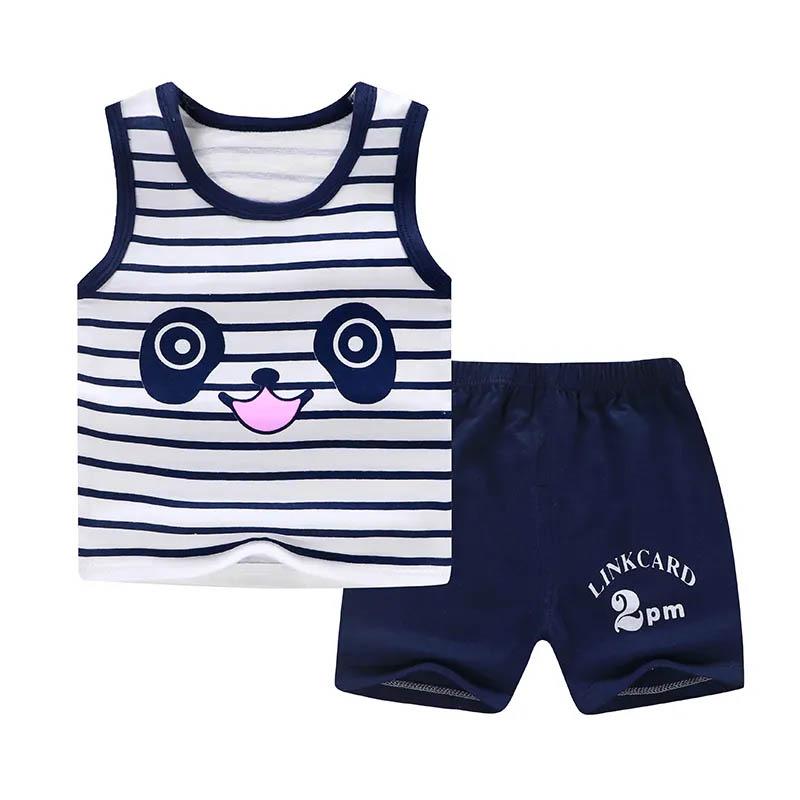 Children's Vest Set Cotton Comfortable Sweat-absorbing Breathable Sleeveless T-shirt + Shorts Cute Printing Boys and Girls Summer Baby Two-piece Set