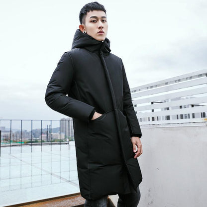 Winter New Thick and Loose Over-knee Down Jacket Men's Thick Mid-length Warm Coat