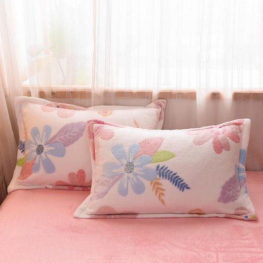 Snow Fleece Adult Pillowcase A Pair of Thickened Double-sided Fleece Dormitory Coral Fleece Pillowcase Bedding