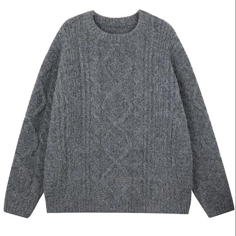 Japanese Retro Gentle and Thick Autumn and Winter Knit Sweater Round Neck Lazy Loose Padded Outer Sweater Women's Warm Women's Blouse